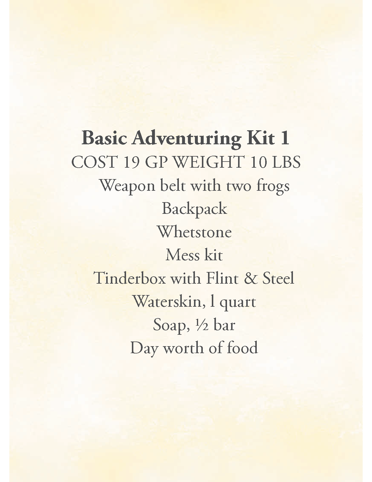 Swords & Wizardry Equipment Deck 1